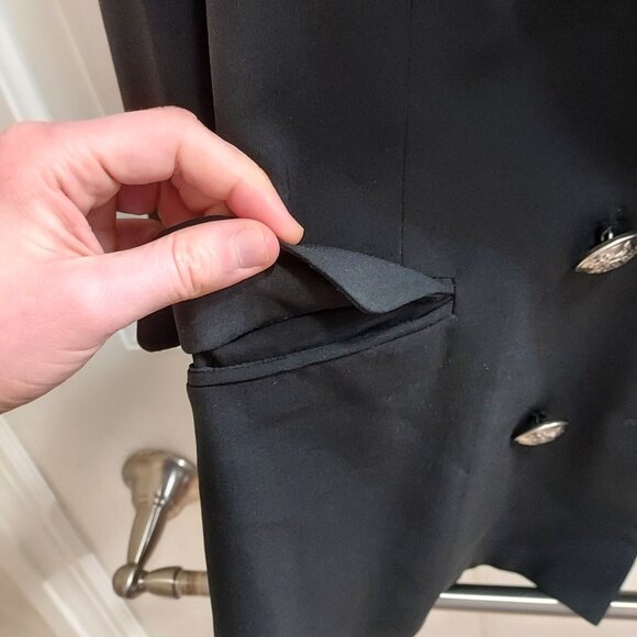 Theory Black Oversized Silver Embossed Button Blazer - Picture 6 of 8